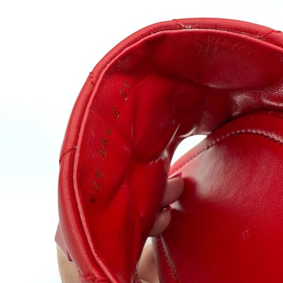 VALENTINO Rockstud Red Leather Sandal Size 39 Flat Flip Flop Slide Mule Studded - Picture 11 of 13